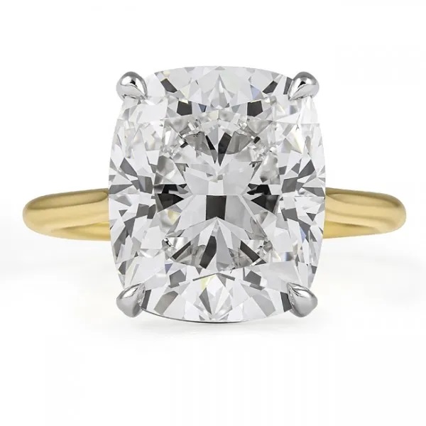 Yellow Gold Solitaire Cushion Cut Engagement Ring