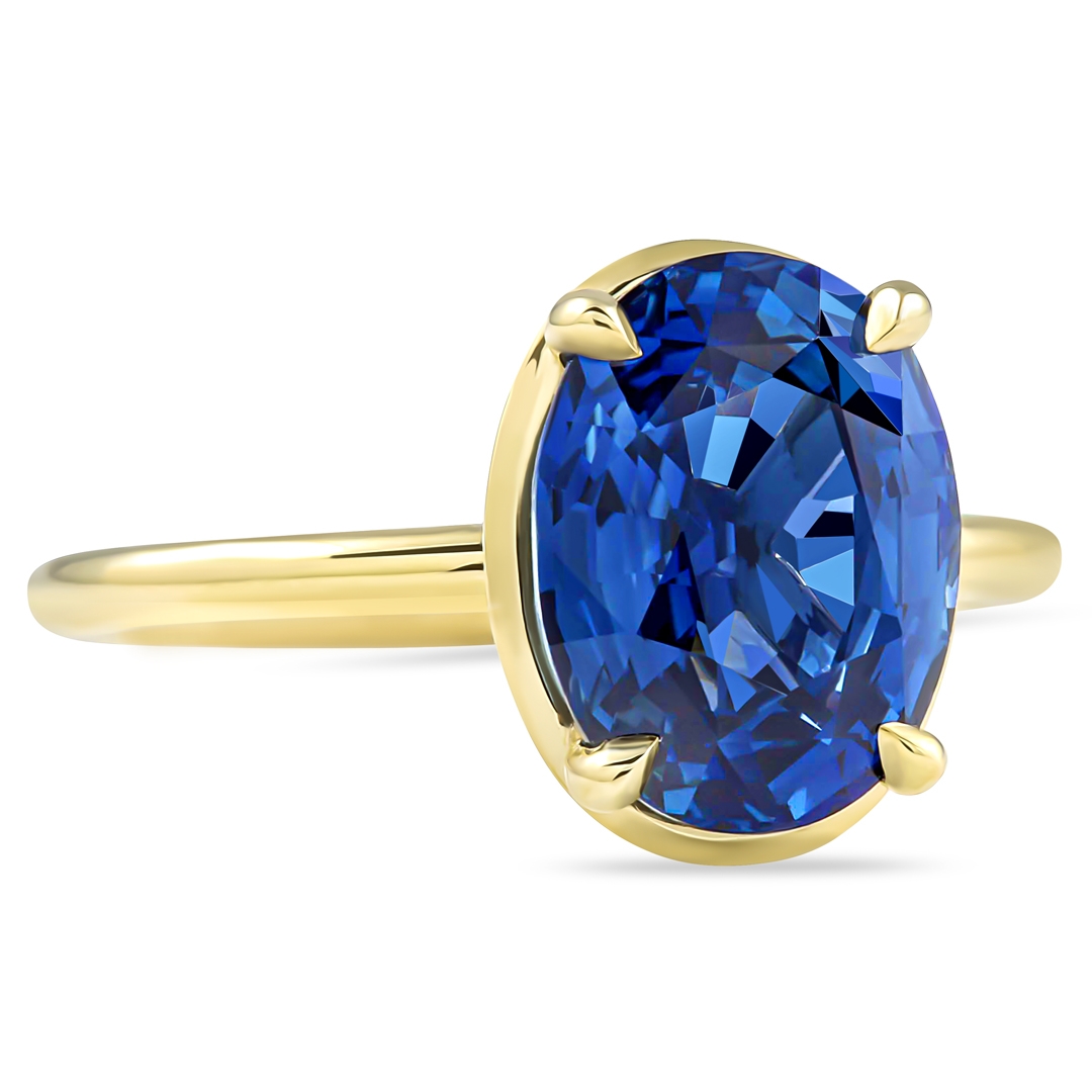 4 carat blue sapphire oval engagement ring