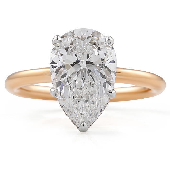 3.11 carat Pear Shape Signature Wrap Rose Gold Ring