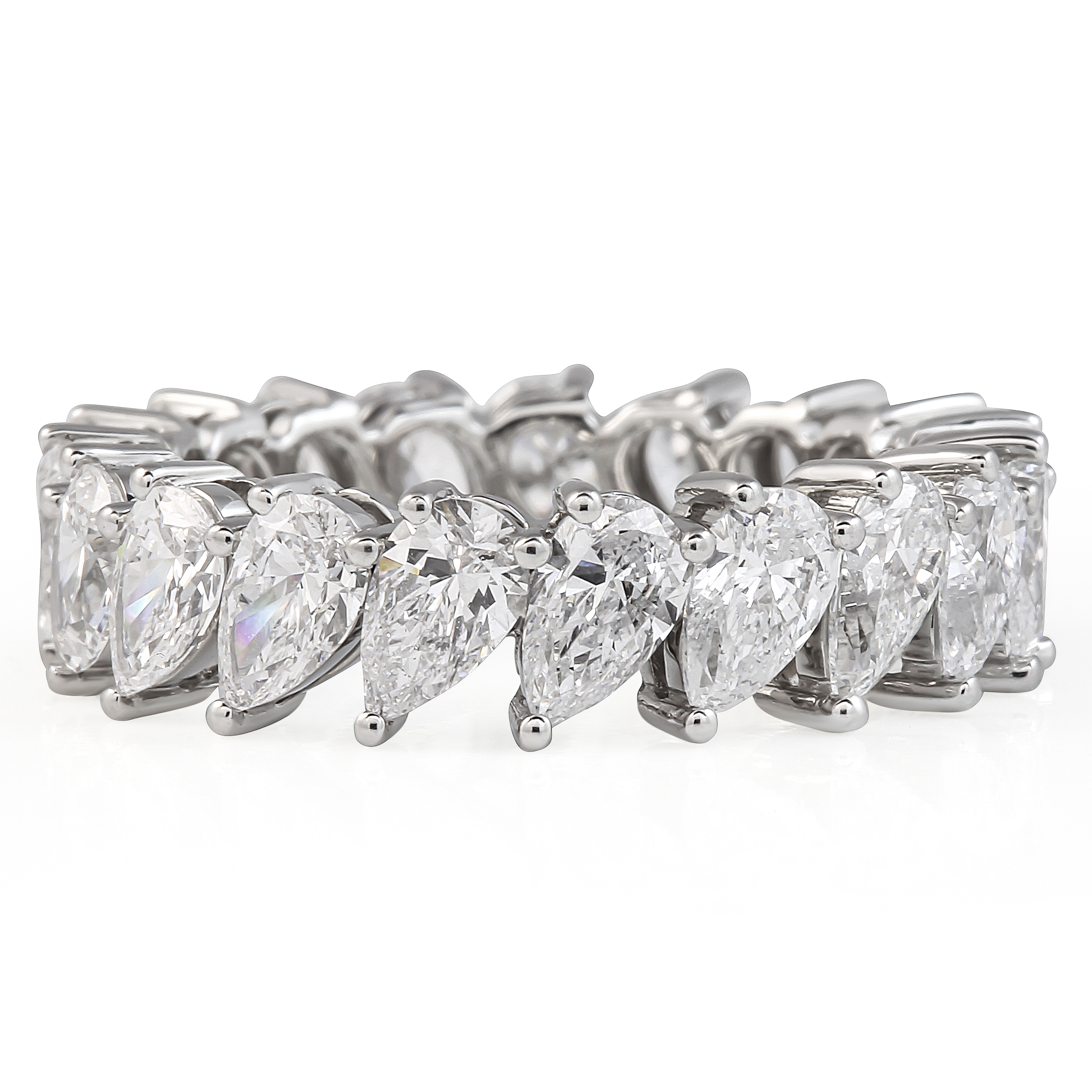 3.6 carat Pear Shape Lab Diamond Angled Eternity Band