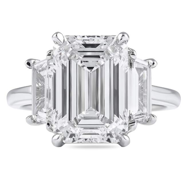 5.04 carat Emerald Cut Lab Diamond Three-Stone Engagement Ring