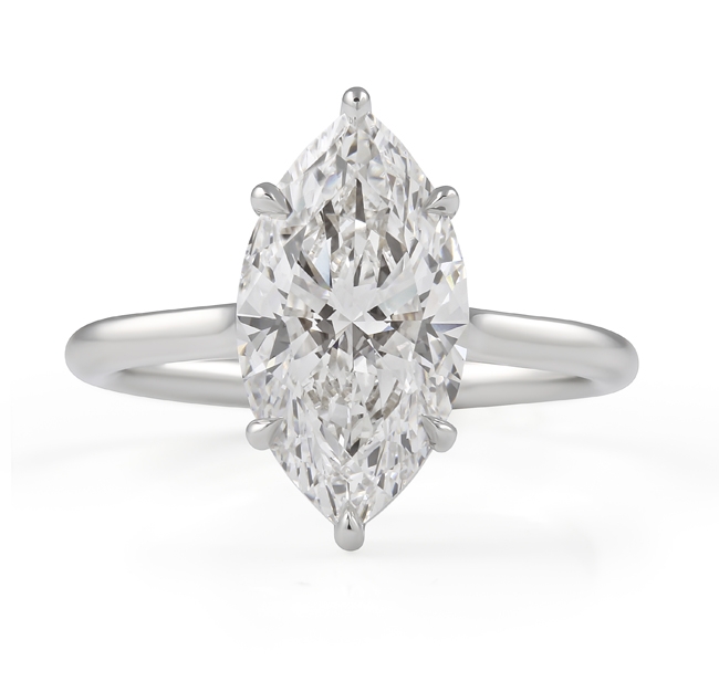 3.08 carat Marquise Lab Diamond Solitaire Engagement Ring