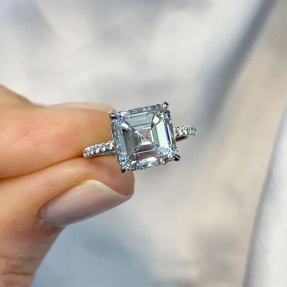 Asscher cut diamond ring