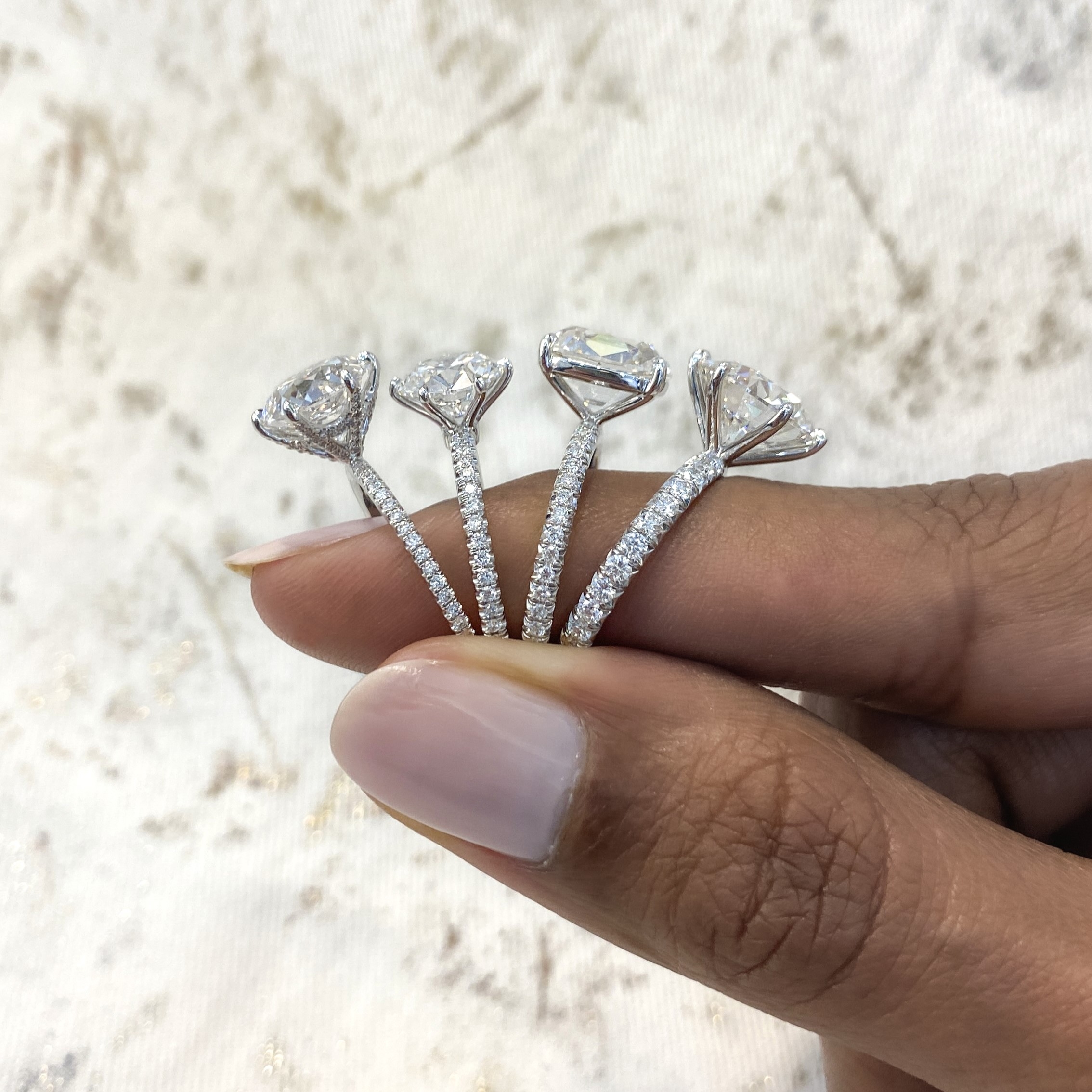 different width pave engagement rings