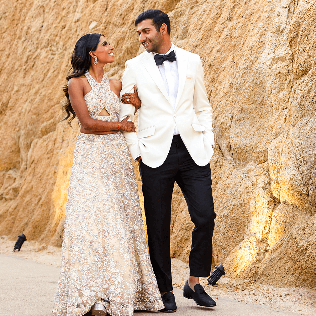 Anokhi & Rishi Showing Diamond Engagement Ring in Laguna Beach, California