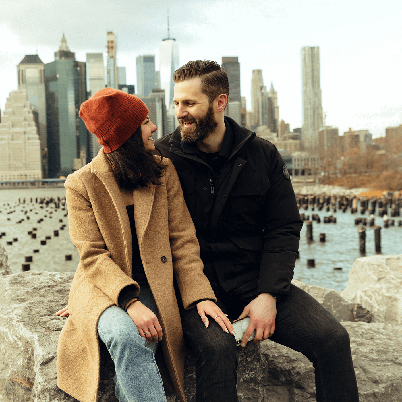 Carla & Sean Showing Diamond Engagement Ring in Brooklyn, New York