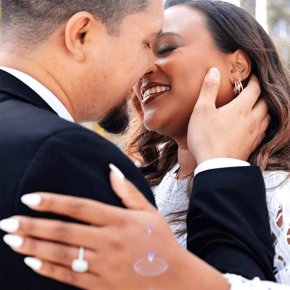 Deanna & Victor Showing Diamond Engagement Ring in Miami, Florida