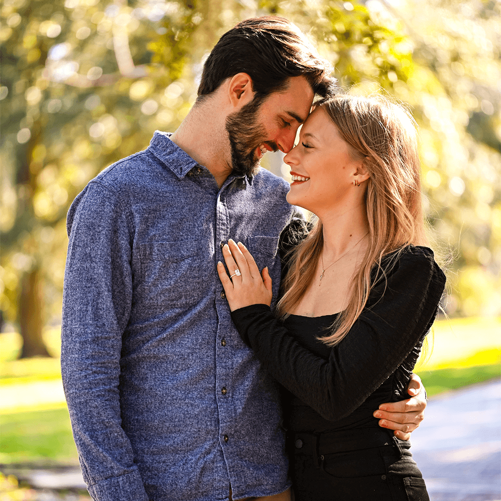 Elise & Pat Showing Diamond Engagement Ring in New Orleans, Louisiana