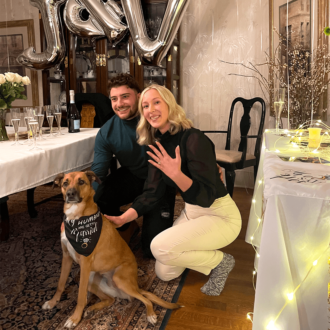 Jena & Basil Showing Diamond Engagement Ring in New York, New York