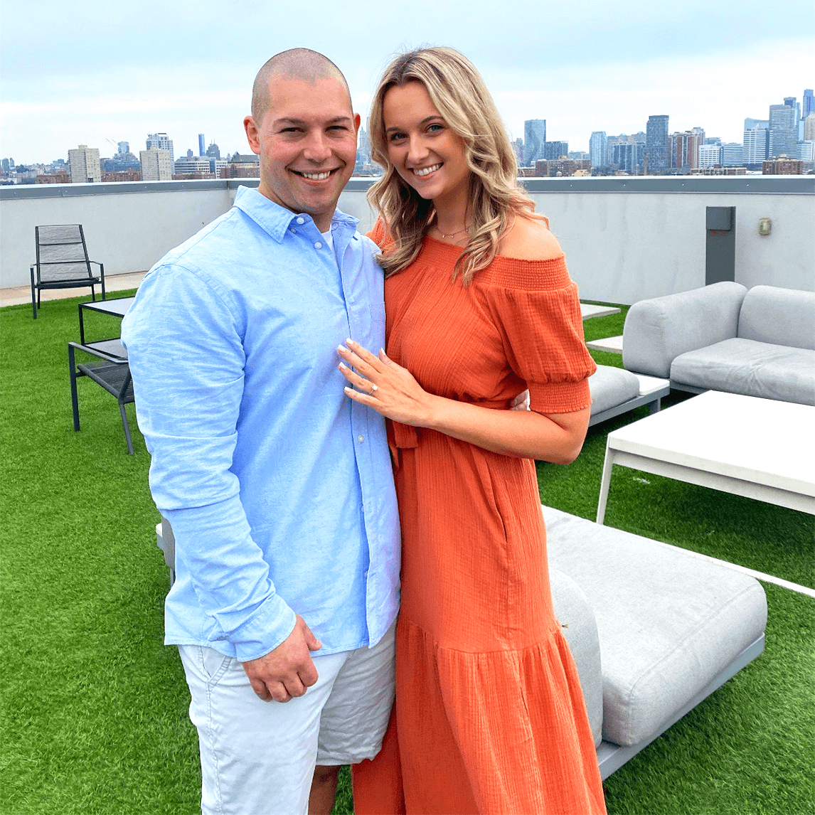 Morgan & Adam Showing Diamond Engagement Ring in Hoboken, New Jersey