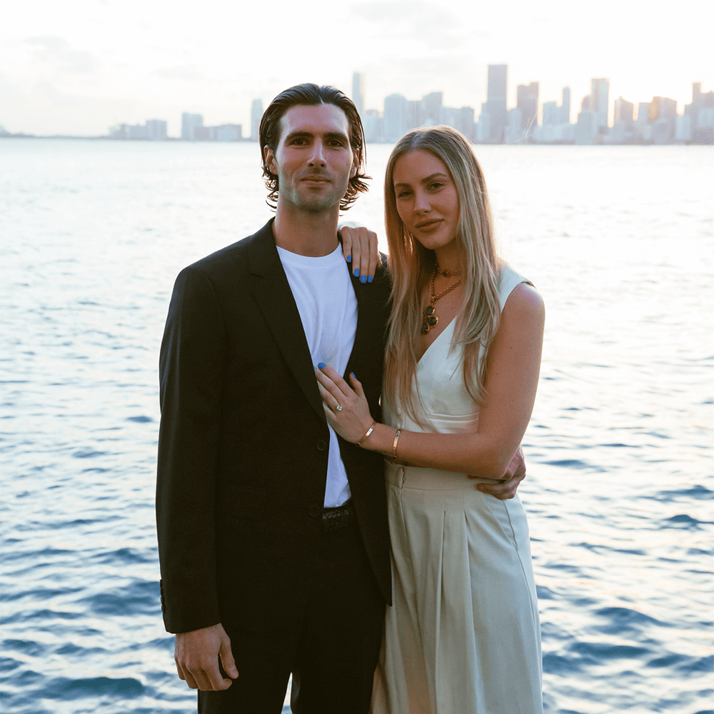 Rebecca & Adriano Showing Diamond Engagement Ring in Fisher Island, Florida