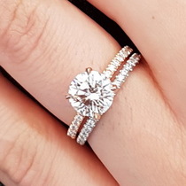 Non-Halo Delicate Pave Band Engagement Ring