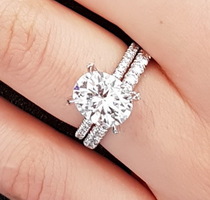 Non-Halo Delicate Pave Band Engagement Ring