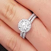 Classic Halo Delicate Pave Band Engagement Rings