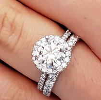 Classic Halo Delicate Pave Band Engagement Rings