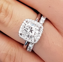 Classic Halo Delicate Pave Band Engagement Rings