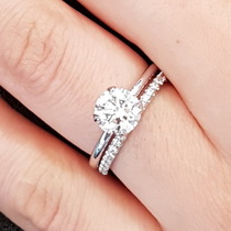 Non-Halo Delicate Pave Band Engagement Ring