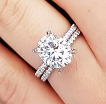 Non-Halo Delicate Pave Band Engagement Ring