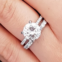 Non-Halo Delicate Pave Band Engagement Ring